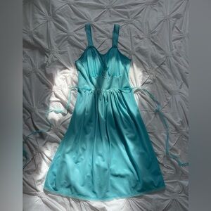 Vintage 1950s–1960s Nylon Nightgown – Aqua Blue